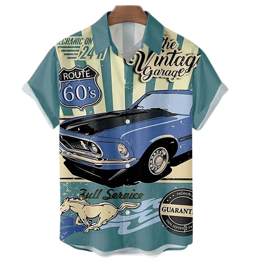 Camicia Nuova da Uomo Hawaiana Route 66 Street Classic Stampa 3D Manica Corta T-shirt Musica Rock Collo Revers Taglia Larga Uomo Top Vestiti Vintage