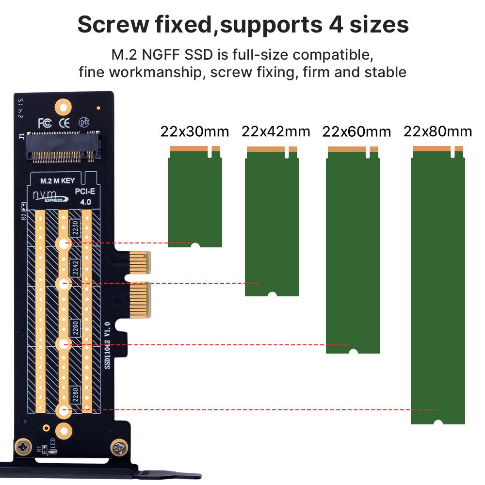 M.2 NVMe SSD To PCIe 4.0 X1 Adapter Card - with Heat Sink, High-Speed Conversion