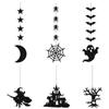 6 Pcs Halloween Hanging Banners Garland Scary Spider Witch Ghost Bat Pendant Ornament Happy Halloween Party Decorations For Home