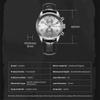 Quartz Chronograph Watch Luminous Waterproof Wrist Watch Leather Strap Date Function Pilot Style