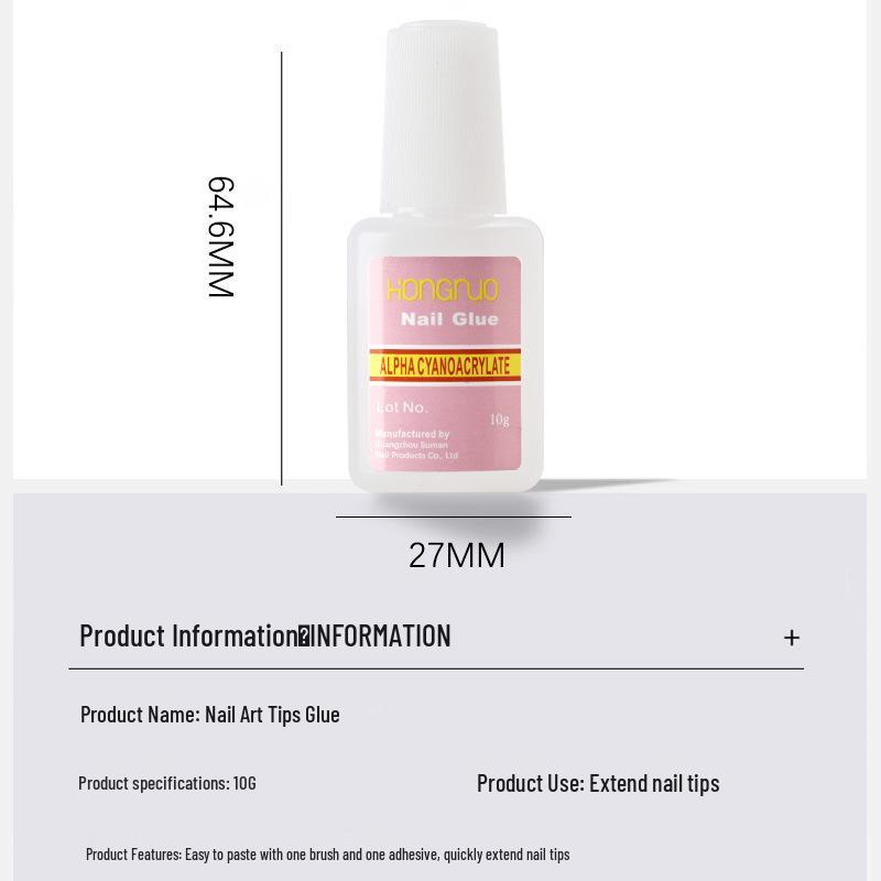 Quick Dry Nail Glue with Brush, False Nail Tips & Sticker, 10g
