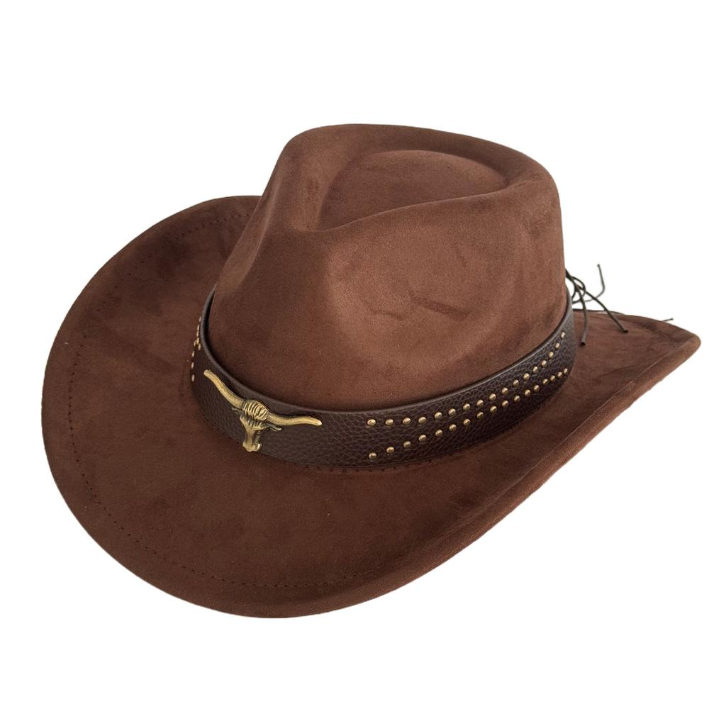 Hot-selling retro bull's head big-brimmed top hat, European and American suede western cowboy hat, men's temperament jazz hat