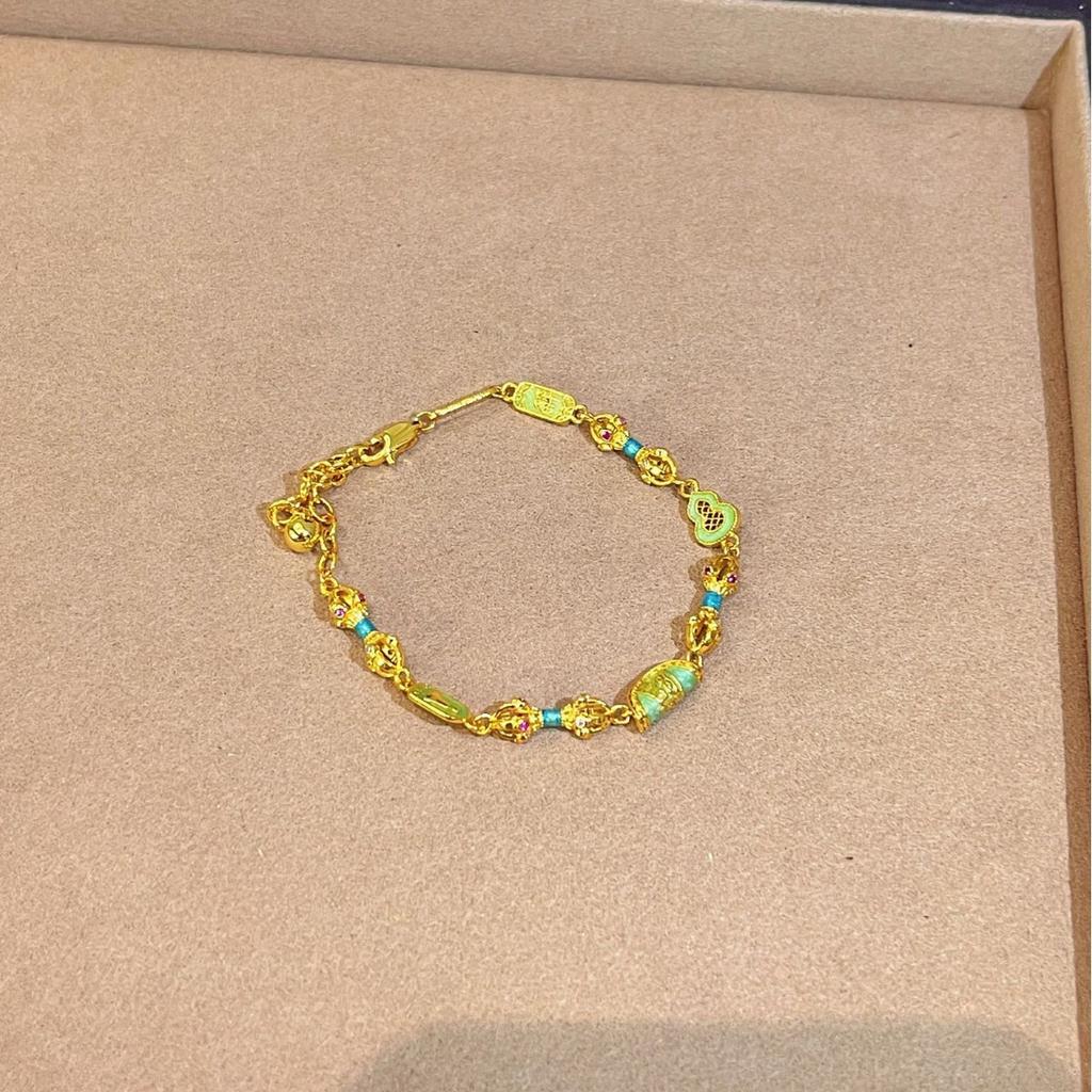 Buddha Treasure Diamond Pestle Gourd Enamel Bracelet Diversified National Style High-End Jewelry