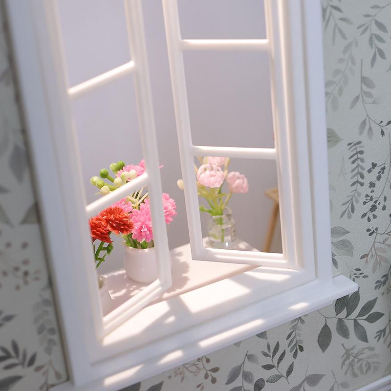 New 1/12 Dollhouse Wooden Window Frame Model Dollhouse Mini Furniture Decoration Toy Dolls House Micro Scene Construction Props