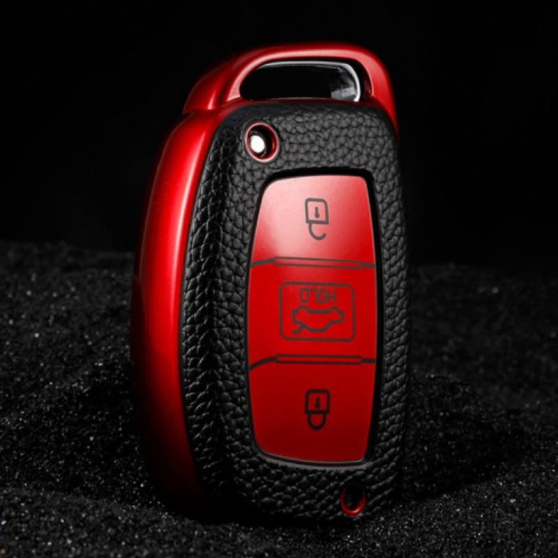 3 Knappar Ny TPU Läder Bilfjärrkontroll Nyckelfodral Skal För Hyundai Tucson Santa Fe Rena Sonata Elantra Creta Ix35 Ix25 i10 i30 i40