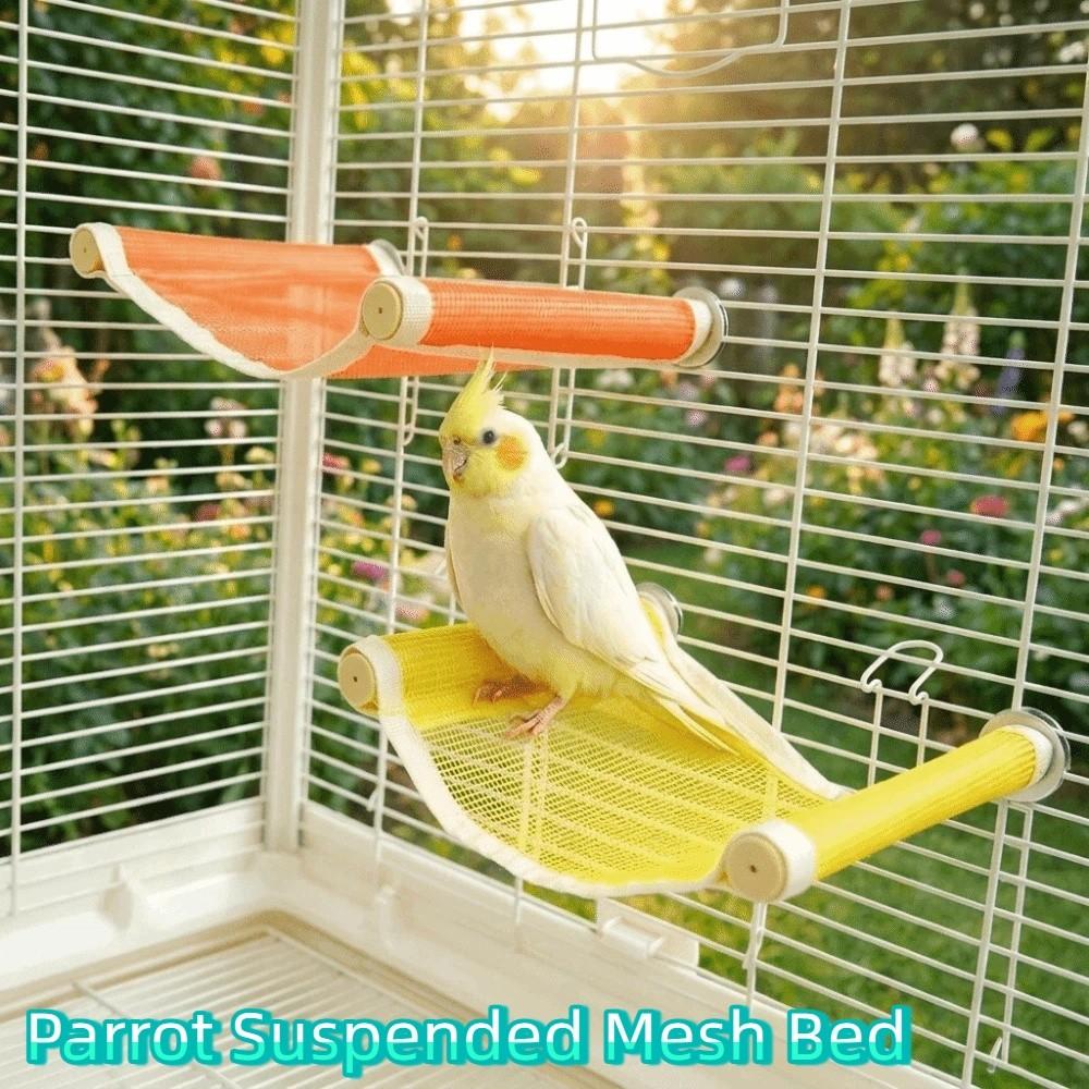 Breathable Parrot Suspended Mesh Bed Bite Resistant Scratch Resistant Bird Cooling Perch Platform Plastic Hanging Hammock Budgie