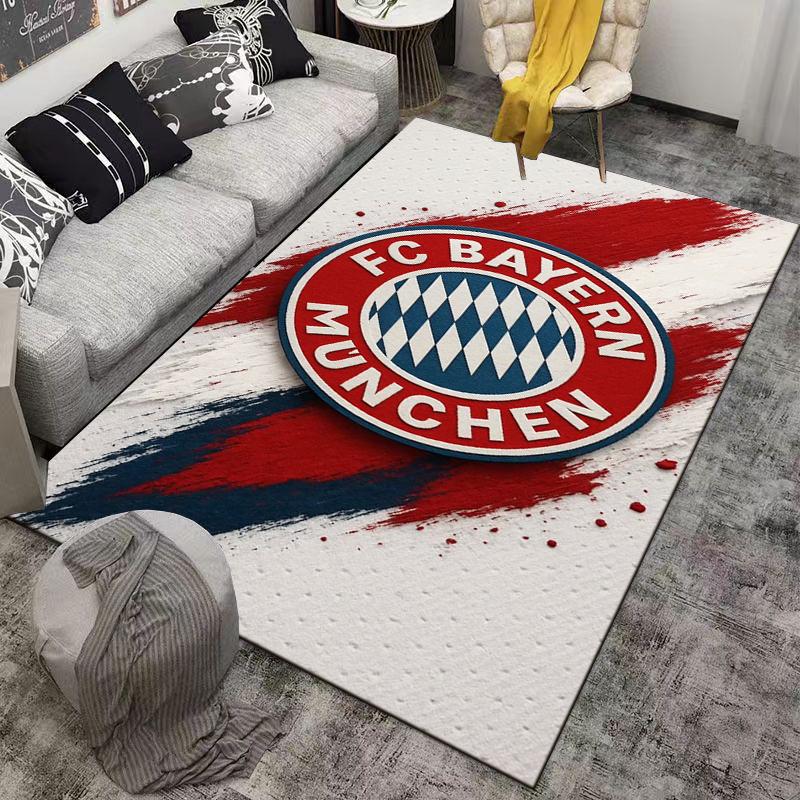 """FC Bayern München Logo Teppich mit rotem und blauem Pinselstrich-Design""" Geeignet für den Einsatz als Anti-Rutsch-Matte für Wohnzimmer, Schlafzimmer, Sofas"""