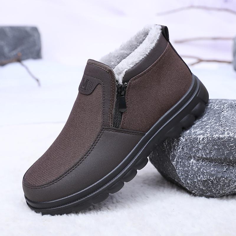 

Мужские зимние теплые ботинки для снега с застежкой-молнией, нескользящие короткие ботинки до щиколотки с подкладкой из искусственного меха, удобные рабочие кроссовки, повседневные мокасины для ходьбы, обувь для мужчин 40