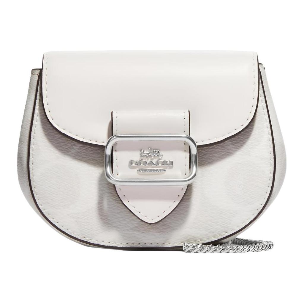 Coach Morgan 13 Classic Monogram Multi-Functional Pocket Snap Closure Canvas And Leather Saddle Bag Crossbody Bag Small Women Bags White CK439-SVVS5