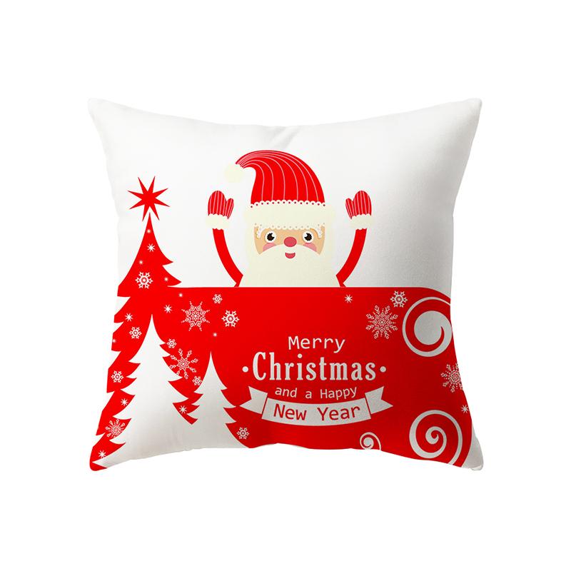 Christmas Theme Cute Elk Print Pattern Cushion Cover Home Living Room Sofa Decoration Square Polyester Pillow Pillow Cover