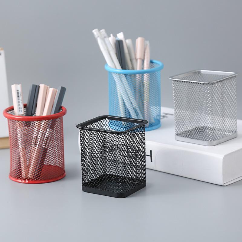 Iron Round Multifunctional Pen Holder – Large Capacity Metal Desktop Storage Organizer