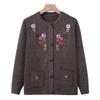 Old Lady Autumn and Winter Knitted Sweater Jacket Grandma Thin Embroidered Sweater Middle Old Man Mother Cardigan