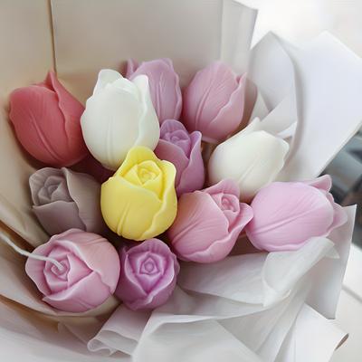 Silicone Tulip Mold for Candles And Soaps Floral Designs for DIY Crafting, Candle Making Floral Silicone Mold Flexible