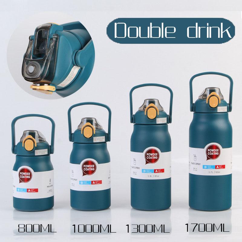 1.3L/1.7L Large Capacity Thermo Bottle Stainless Steel Thermal Thermo Water Portable Vacuum Mug Thermos Insulated Cup Tumbler