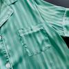Summer Short Sleeve Tops and Shorts Pajamas for Woman Korean 2 Piece Women Set Silk Fashion Sleepwear Elegant Green Stripe Satin Pajama Set Young Girl