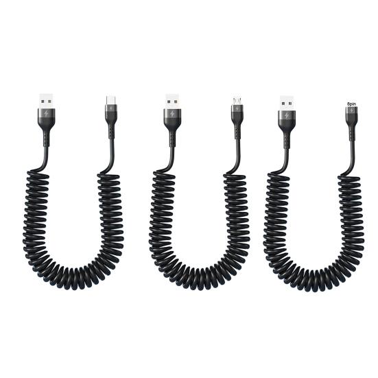 Charging Cable Telescopic Design Spring Charging Anti-winding 5A Fast Line Type-C/USB/8-Pin Data Accessories Phone