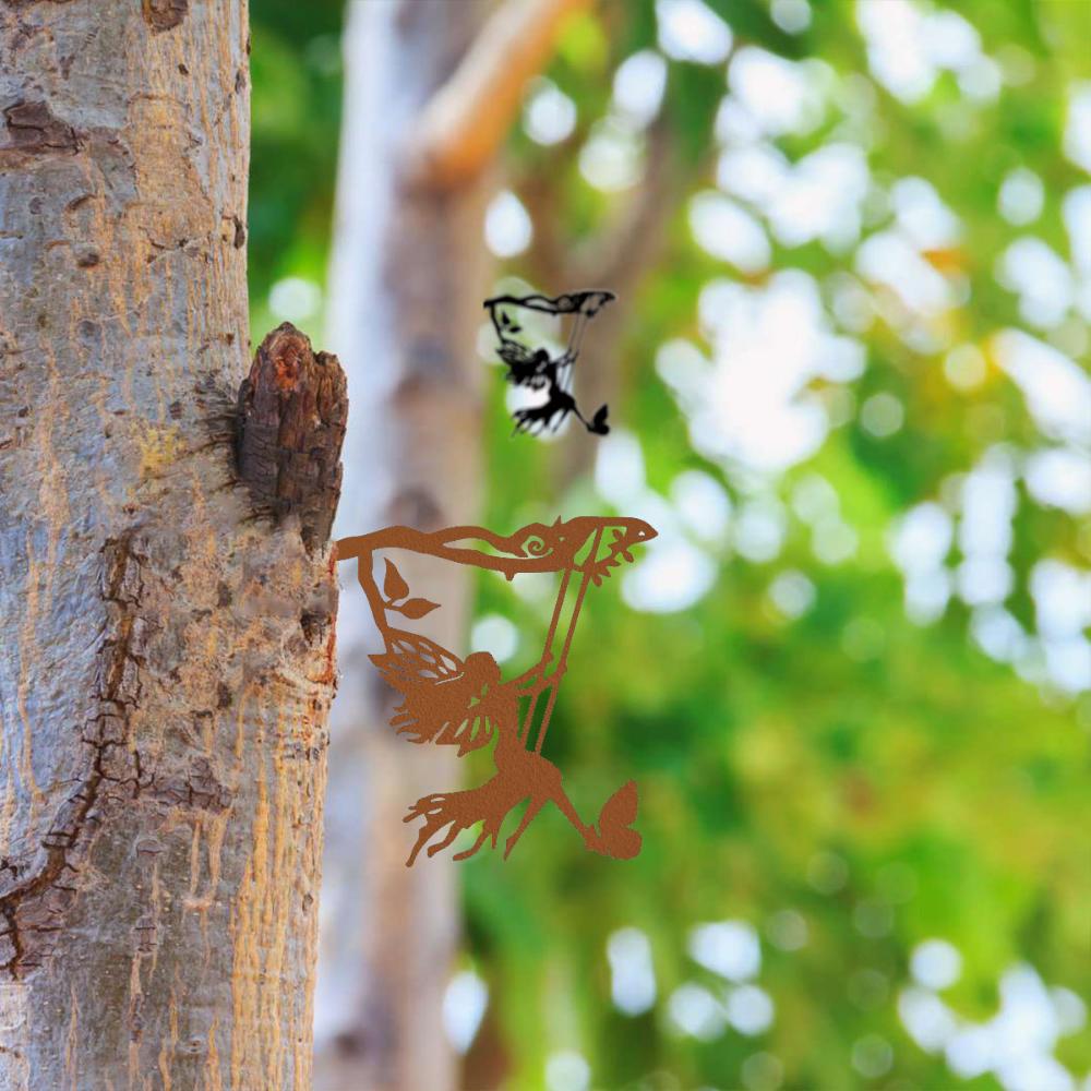 1 Stück Metall-Feen-Silhouette-Kunst – Verleihen Sie Ihrem Garten mit dieser wunderschönen Metall-Feen-Silhouette-Kunst einen Hauch von Magie und Charme