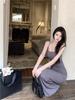 Mature Style Mature Woman Tight Solid Color Spaghetti Strap Dress for Women, New Autumn Slimming Fitted Hip-hugging Mermaid Long Dress