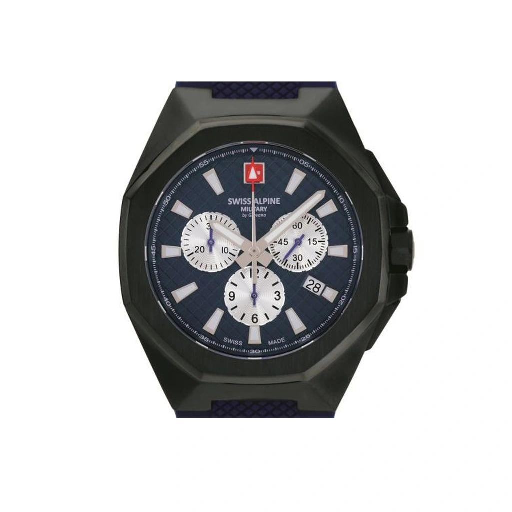 Swiss Alpine Military Typhoon Chrono Polyurethene Strap Blue Dial Quartz 7005.9875 100M Men's Watch