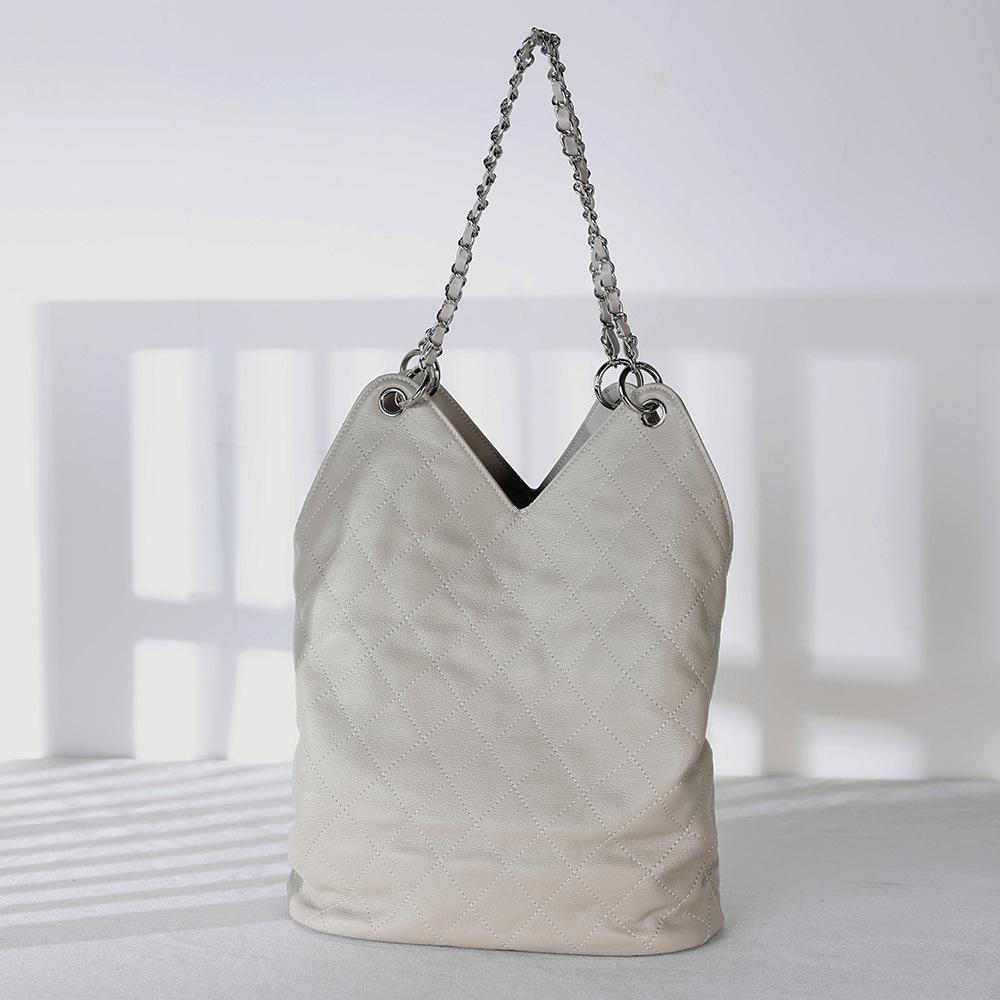 Genuine Leather Small Fragrant Rhombus Chain Underarm Bag First Layer Cowhide Large Capacity Single Shoulder Child And Mother Bag Neutral Trend