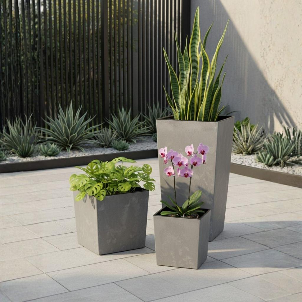 Donica Flore Szary Beton H41X39,5X39,5 Cm