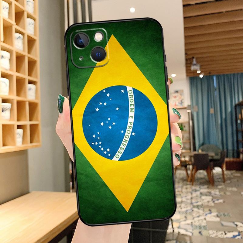 Brazil Brazilian Flag Phone Case For iPhone 13 Pro Max 16 15 11 12 14 17 Pro Max Mini 15 16 Plus 16e 17 Air Cover