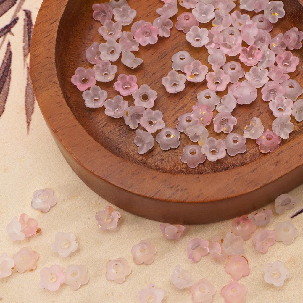 Acrylic Dot Gold Beads Flower Spacer Loose Beads For Jewelry Making