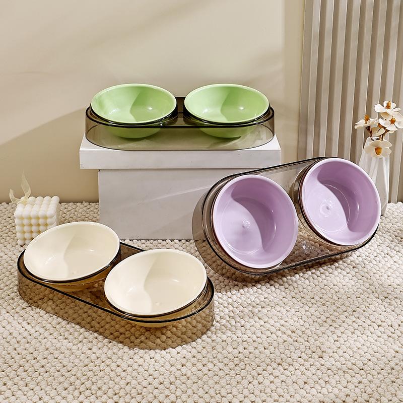 Durable Elevated Dual Bowl Feeder Raised Pet Feeding Station With Non-Slip Stand Easy Feeding For Cats & Small Dogs Water Bowl