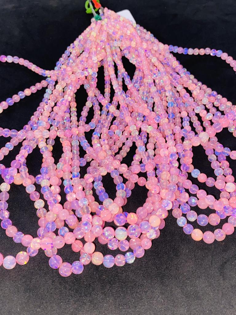 Pink Color Opal Beads, Multi flashy natural ethiopian opal balls beads, Healing opal beads.