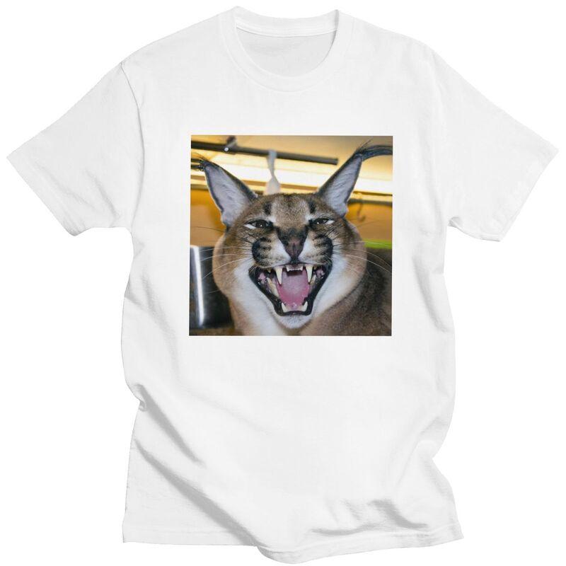 Custom Big Floppa Caracal Cat Funny Meme T Shirt Men ShortSleeve Tshirt Casual Tee Tops Pure Cotton Slim Fit Tshirts Merch