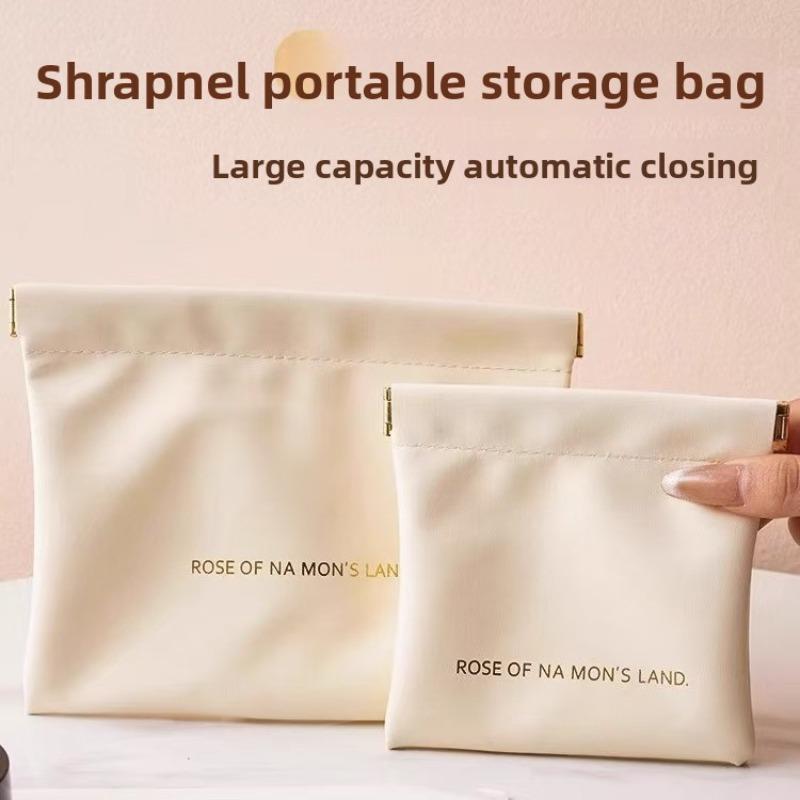 Automatically Closed Mini Portable Digital Bag PU Leather Earphone Case Wireless Earbuds Headphones Data Cable Storage Bag