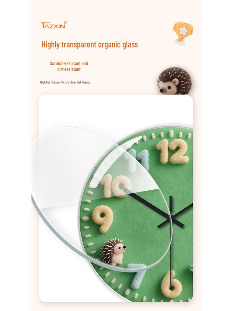 Creative Light Luxury Cartoon Wall Clock for Children's Room - Simple Cream-Style High-End Design