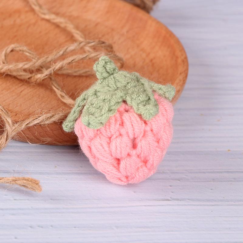 Charming Crochet Fruit Keychain: Persimmon & Strawberry Wool Pendants