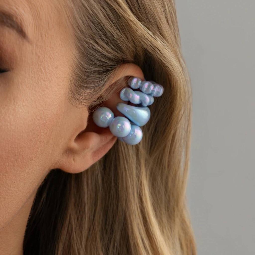 IngeSight.Z 4Pcs Trendy Colorful Non-Piercing Clip Earrings Set Women Creative CCB C-Shape Ear Cuff Earring Daily Charm Jewelry