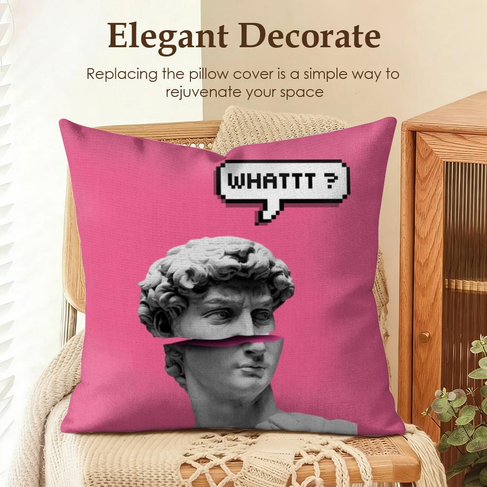 

Funny Art DDavid Statue Cushion Cover Natural Linen Organic Fabric DoubleSided Printing Sofa Home Decor Gift Pillow Case 30x30cm