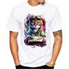TEEHUB Vintage Cool Cat Play Game Men's Tops 3D Cat Print T-Shirt O-Neck Men Short Sleeve Male