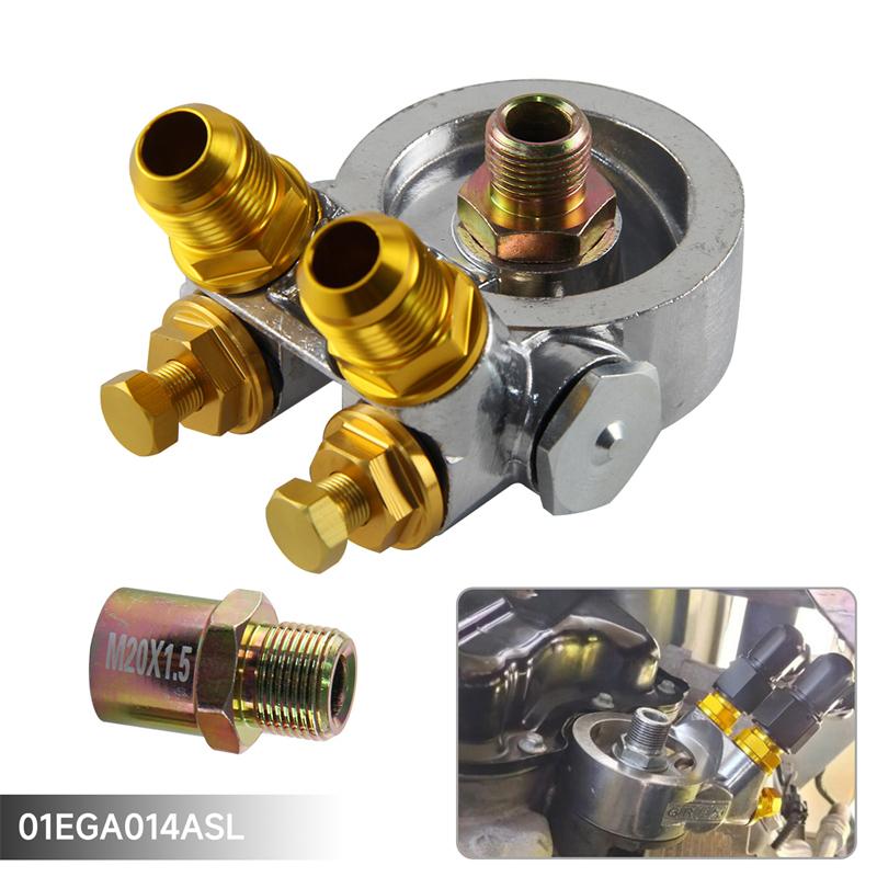 AN10 Oil Filter Universal Cooler Sandwich Plate  Block Adapter Thermostat 3/4" -16UNF & M20*1.5 And 1/8"NPT Aluminum Silver