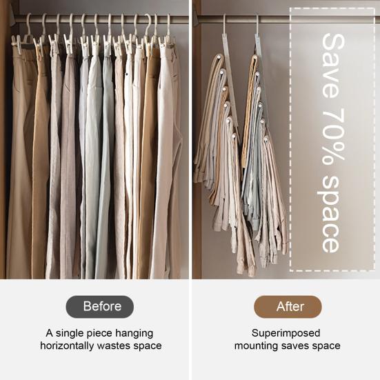 Folding Trouser Rack Stainless Large Capacity Seamless Anti-slip Great Load Bearing Closet Organizer Jeans Skirts Scarf Pants Vertical Storage Hanger