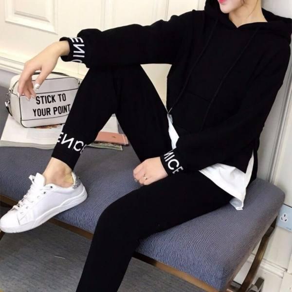 Grande Taille 5XL Ensemble de Sport 2 Pièces Automne pour Femmes Style Coréen Ins - Pantalon Décontracté & Pull à Capuche Ensemble de Mode