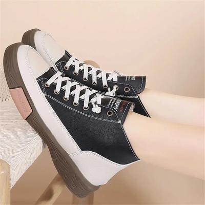 Mode Herbst gemischte Farben Damen High Platform Sportschuhe Stiefel mit Absatz Bicolor Schuhe Sneaker Trainer Minimalistisch Freizeit