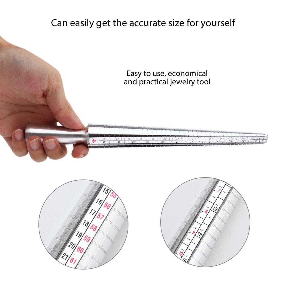 Aluminum Alloy Ring Mandrel Stick Gauge Sizer Jewelry Measuring Tool