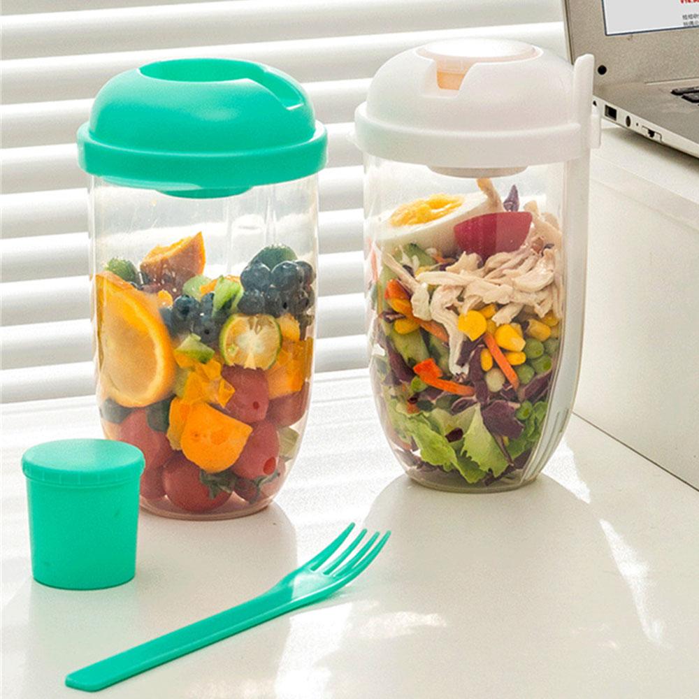 Bottle Salad Container Bottle-Shaped Bento Salad Bowl For Lunch Carry To Go Salad Box With Fork And Sauce Cup Kitchen Accessorie