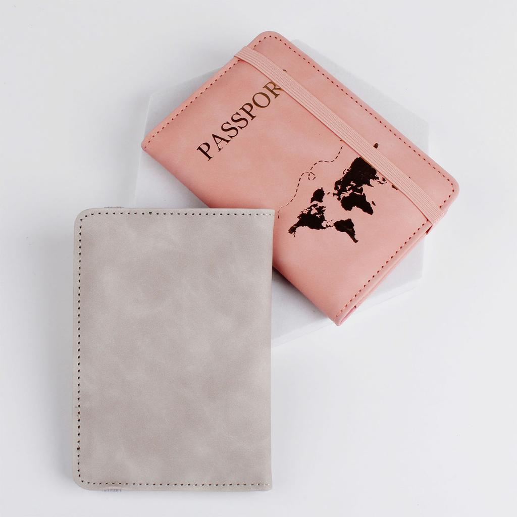 PU Leather Passport Cover for Card Documents Hot Stamping Simple Women Men Travel Passport Holder Wallet