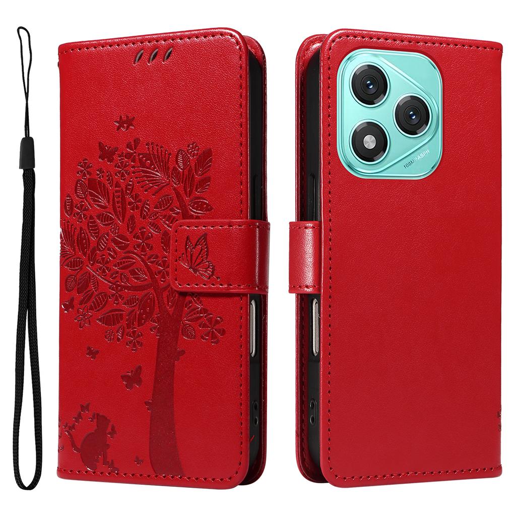 For Honor 400 Lite Phone Case with Stand Cat Tree Pattern Leather Wallet Mobile Cover