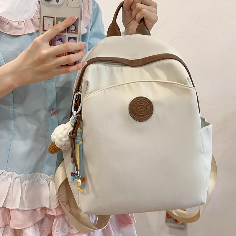 Large Capacity Lightweight Women's Backpack Student Solid Color Schoolbag