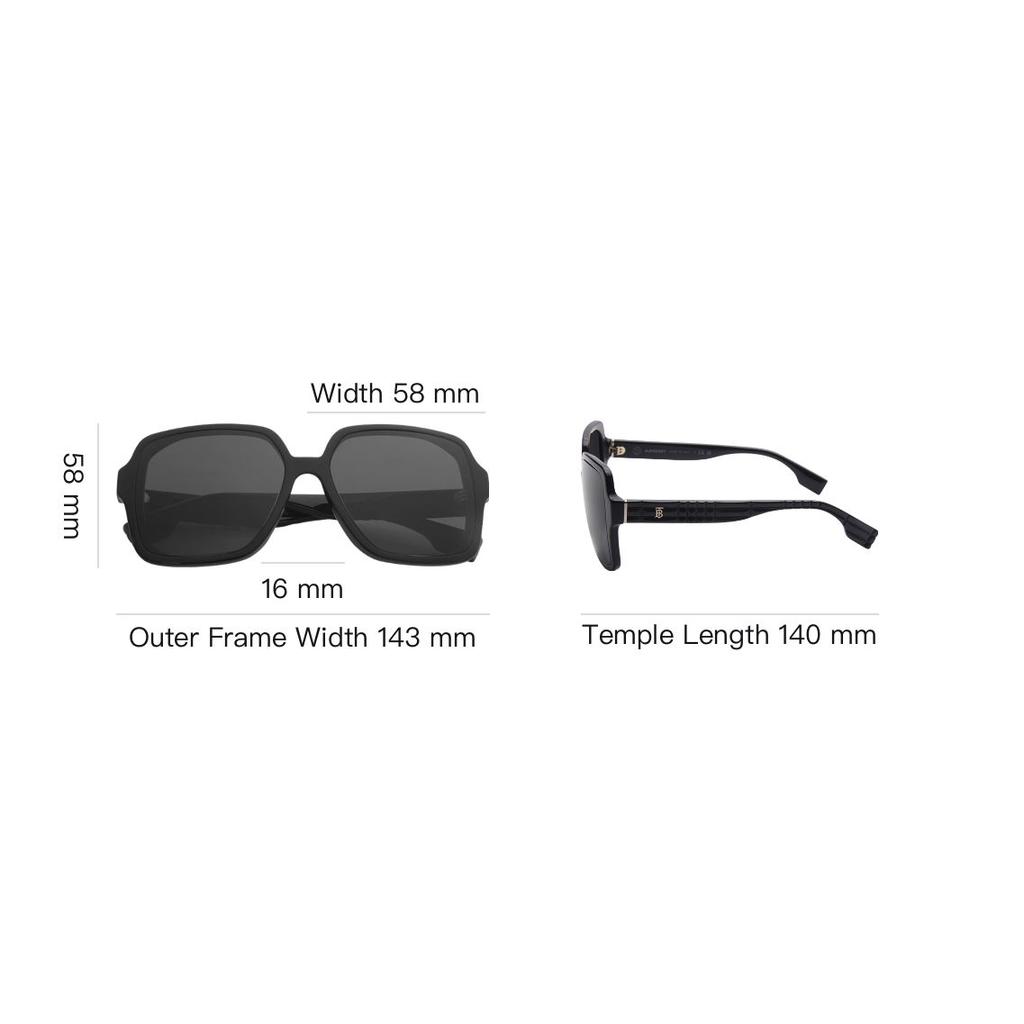 Burberry Logo Irregular Frame Sunglasses Unisex Sunglasses Black BE4379D-300187