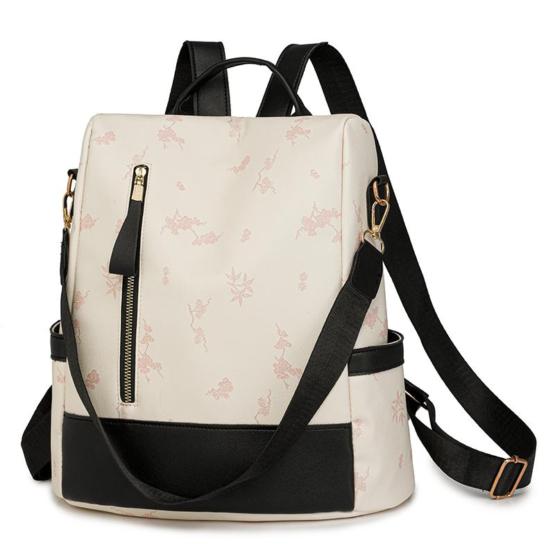 Rucsac din piele moale Geantă de călătorie de mare capacitate imprimată pentru femei