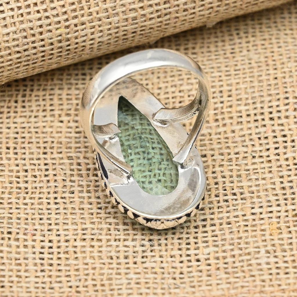 Aqua Apatite Gemstone Jewelry Handmade 925 Sterling Silver Ring For Birthday Gift