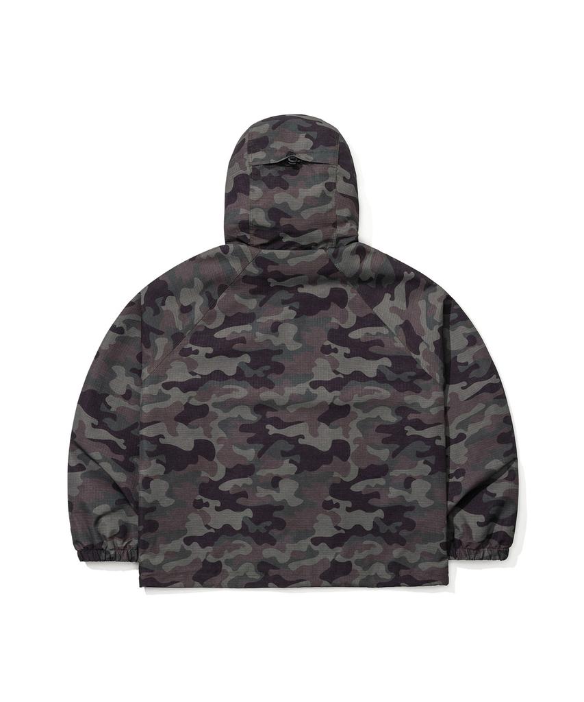 Qmile 322 Hooded Raglan Zip-Up Jacket Green Camo