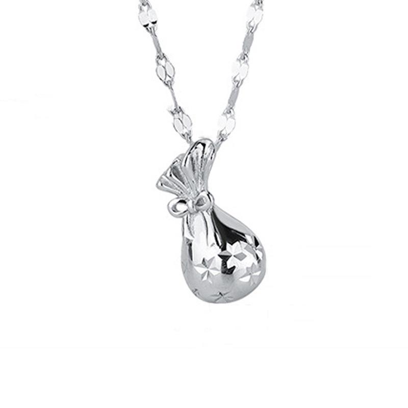 S925 Sterling Silver Necklace with Niche Design Sense, Small Money Bag, Clavicle Chain, National Style, Wealth Attraction, and Lucky Bag Necklace